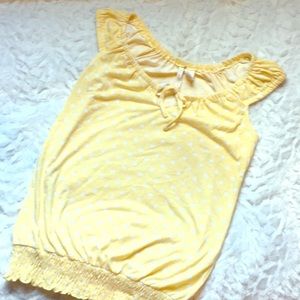 Light Yellow Polka Dot Keyhole Top